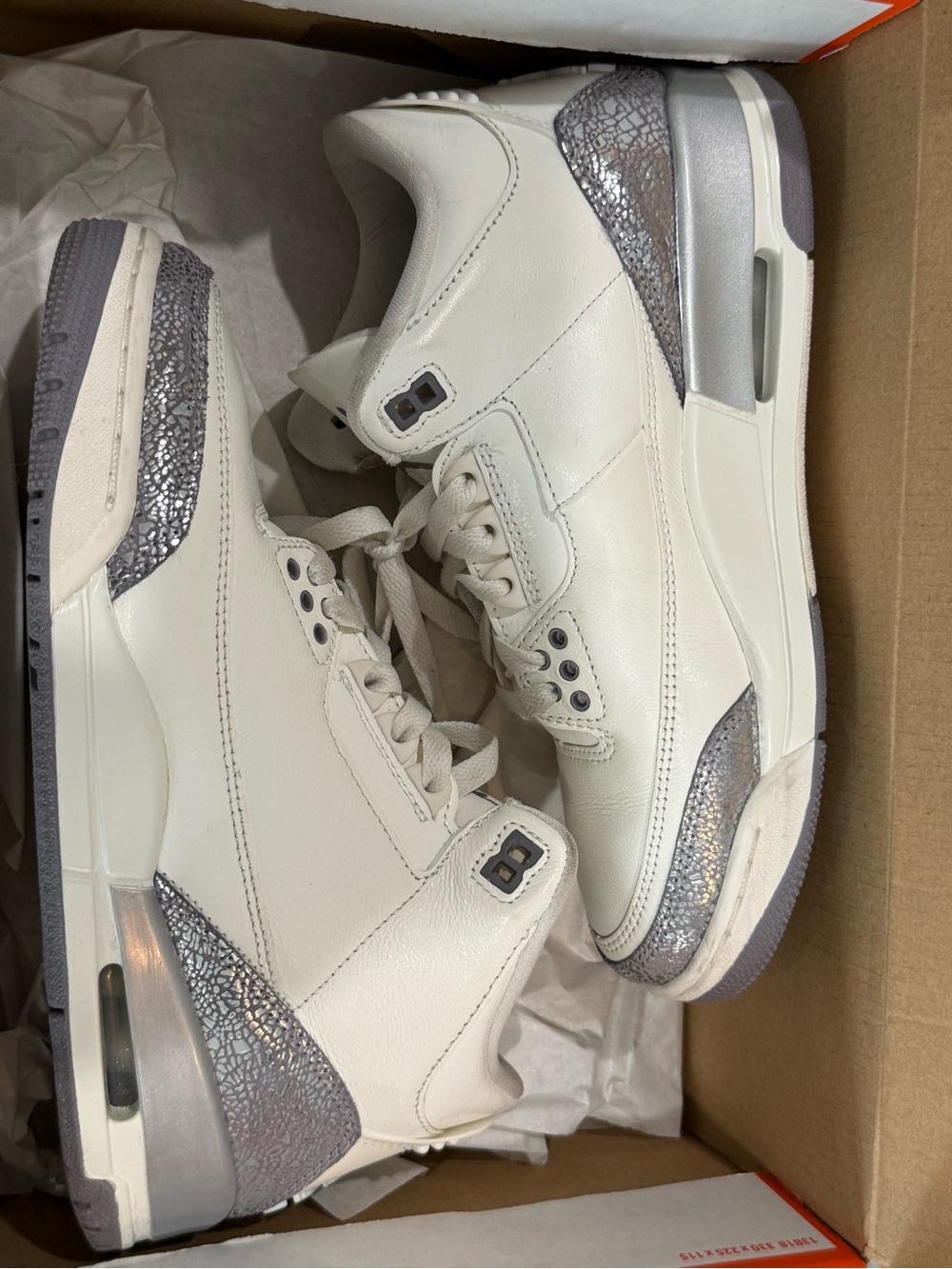 Jordan 3 Metallic Silver Size 7.5w 6m